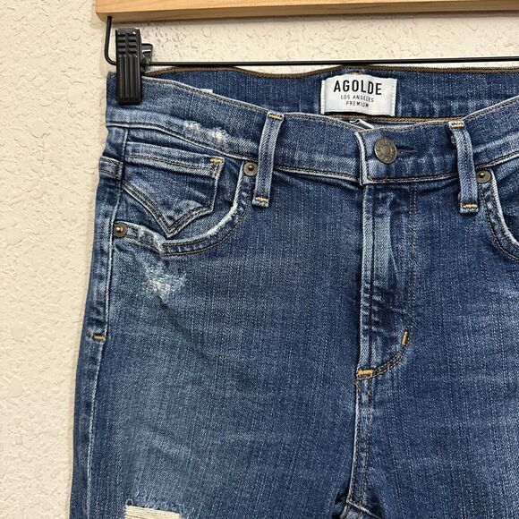 AGOLDE Sophie Jeans Kansas City High Rise Skinny Distressed Ripped - Picture 5 of 14